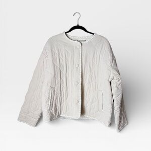 Bagatelle Quilted Jacket Lightweight cream Embroidered Edges Size Large (C)